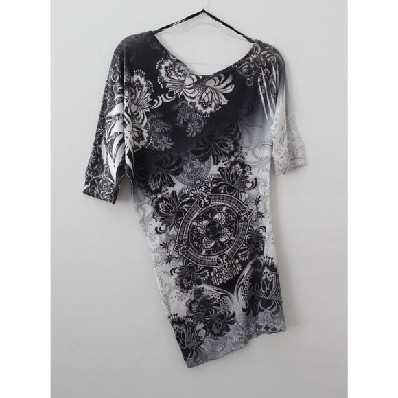 Crimson Ivy Womens A-Symmetrical off The Shoulder Sweater Grey Size L Pre-Owned - Picture 2 of 5